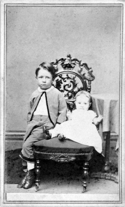 Portrait of a Young Boy and a Baby by American Photographer